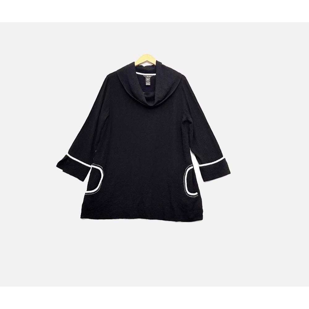 Ali Miles Womens Top Tunic XL Crinkle Gauzy Popover Lagenlook Cowl Neck Mod